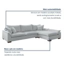 Ver mais imagens de Sofá de Canto 6 Lugares com Chaise Modulado 280cm com Base em Madeira Maciça Dominique Yescasa