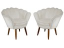 Ver imagem 1 de Kit 2 Poltronas Decorativa Pétala Suede Bege Pés Madeira Mz Decor