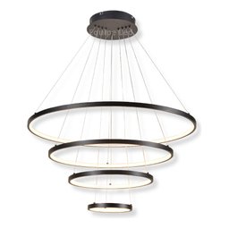 Lustre Pendente Moderno Anéis Led 4 Arcos 80cm Pe Direito Duplo Preto Bivolt Equipe Led - 1