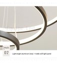 Ver imagem 5 de Lustre Pendente Moderno Anéis Led 4 Arcos 80cm Pe Direito Duplo Preto Bivolt Equipe Led