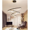 Ver imagem 6 de Lustre Pendente Moderno Anéis Led 4 Arcos 80cm Pe Direito Duplo Preto Bivolt Equipe Led