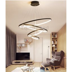 Lustre Pendente Moderno Anéis Led 4 Arcos 80cm Pe Direito Duplo Preto Bivolt Equipe Led - 6