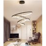 Lustre Pendente Moderno Anéis Led 4 Arcos 80cm Pe Direito Duplo Preto Bivolt Equipe Led - 6