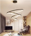 Ver imagem 6 de Lustre Pendente Moderno Anéis Led 4 Arcos 80cm Pe Direito Duplo Preto Bivolt Equipe Led