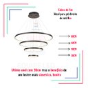 Ver imagem 4 de Lustre Pendente Moderno Anéis Led 4 Arcos 80cm Pe Direito Duplo Preto Bivolt Equipe Led