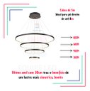 Ver imagem 4 de Lustre Pendente Moderno Anéis Led 4 Arcos 80cm Pe Direito Duplo Preto Bivolt Equipe Led