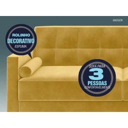 Sofá Living 3 Lugares 2,00M Madison Amarelo - 3