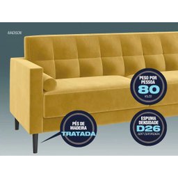 Sofá Living 3 Lugares 2,00M Madison Amarelo - 2