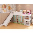 Ver imagem 1 de Cama Infantil Playground 191,7x192cm com Escorregador e Cortina Branco Cm3092 Meu Fofinho