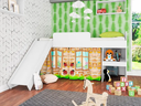 Ver imagem 1 de Cama Infantil Playground 191,7x192cm com Escorregador e Cortina Branco CM3092 Meu Fofinho