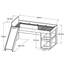 Cama Infantil Playground 191,7x192cm com Escorregador e Cortina Branco Cm3092 Meu Fofinho - 4 Cama Infantil Playground 191,7x192cm com Escorregador e Cortina Branco Cm3092 Meu Fofinho - 4