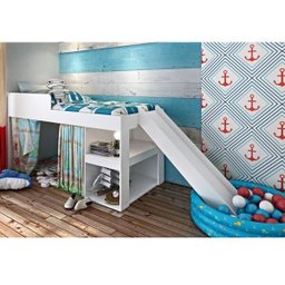 Cama Infantil Playground 191,7x192cm com Escorregador e Cortina Branco Cm3092 Meu Fofinho - 2 Cama Infantil Playground 191,7x192cm com Escorregador e Cortina Branco Cm3092 Meu Fofinho - 2