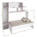 Ver imagem 4 de Estação de Dormir Escritório Cama Solteiro Multifuncional/Retrátil C/Armários Prateleiras Escrivanin