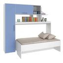 Ver imagem 2 de Estação de Dormir Escritório Cama Solteiro Multifuncional/Retrátil C/Armários Prateleiras Escrivanin