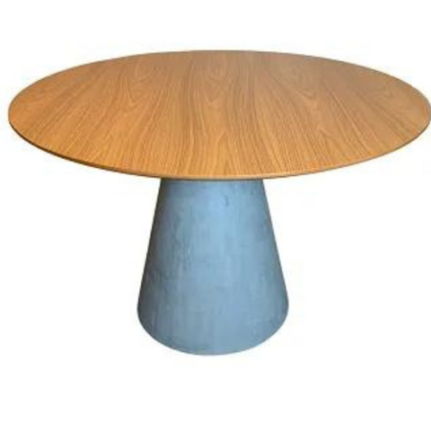 Mesa de Jantar Cone Cimento Rústico 80 Cm Tampo Freijó Linn Design