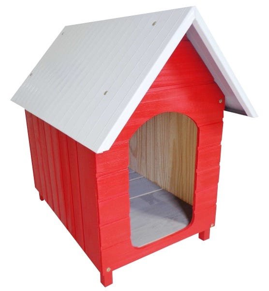 Casinha Para Cachorro - Telhado Galvanizado - Grande - Vermelha - 1