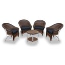 Ver imagem 1 de Conjunto de Poltronas Fibra Sintética Alumínio Berlim - 4 Poltronas + 1 Mesa Centro - Tecido Lisato