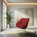 Ver imagem 2 de Kit 2 Poltronas Luxo Alana Suede Vermelho Base de Ferro Dourado - Pallazio