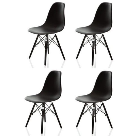 Kit 4 Cadeiras Charles Eames Eiffel Dsw - Preta Allblack - Prolar