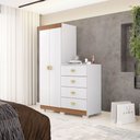 Ver imagem 5 de Cômoda Solteiro Sapateira Multiuso Roupeiro Cristal 02 Portas 04 Gavetas Branco Camarim Vila Rica