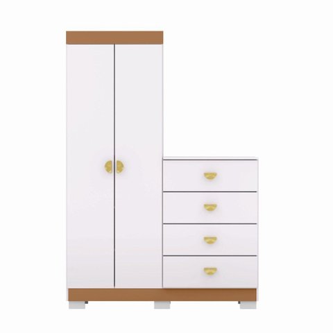 Cômoda Solteiro Sapateira Multiuso Roupeiro Cristal 02 Portas 04 Gavetas Branco Camarim Vila Rica