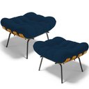 Ver imagem 1 de Kit 2 Puff's Decorativos Costela L02 Suede Azul Marinho - Lyam Decor