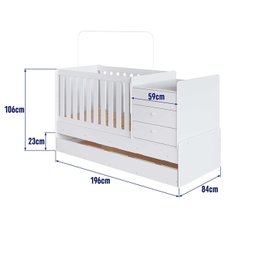 Berço 3 em 1 Multifuncional com Auxiliar e 3 Gavetas Branco Bb69 - Completa Móveis - 4