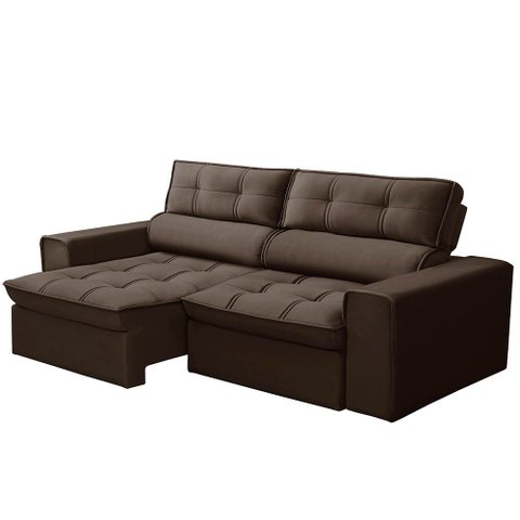 Sofá Retrátil Reclinável 3 Lugares 220cm Blanches F05 Veludo Marrom - Mpozenato