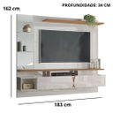 Ver imagem 2 de Painel para TV até 55 Polegadas Intense Off White Damasco com Nicho Decorativo – Lukaliam