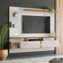 Ver imagem 1 de Painel para TV até 55 Polegadas Intense Off White Damasco com Nicho Decorativo – Lukaliam
