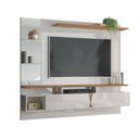 Ver imagem 3 de Painel para TV até 55 Polegadas Intense Off White Damasco com Nicho Decorativo – Lukaliam
