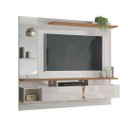 Ver imagem 3 de Painel para TV até 55 Polegadas Intense Off White Damasco com Nicho Decorativo – Lukaliam