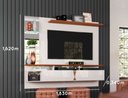 Ver mais imagens de Painel para TV até 55 Polegadas Intense Off White Damasco com Nicho Decorativo – Lukaliam