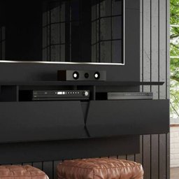 Painel para TV até 55 Polegadas Intense Preto Fosco Lukaliam Móveis - 4 Painel para TV até 55 Polegadas Intense Preto Fosco Lukaliam Móveis - 4