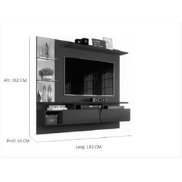 Painel para TV até 55 Polegadas Intense Preto Fosco Lukaliam Móveis - 6 Painel para TV até 55 Polegadas Intense Preto Fosco Lukaliam Móveis - 6