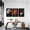 Ver imagem 2 de Quadro Decorativo Leão Águia Lobo Moldura Grande