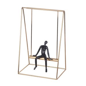 Peça Decorativa de Metal e Resina Dourada e Preto 30cm RKP0011 BTC