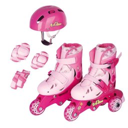 Patins Roller Infantil Triline 3 Rodas 26 Ao 33 Fenix Rosa - 2