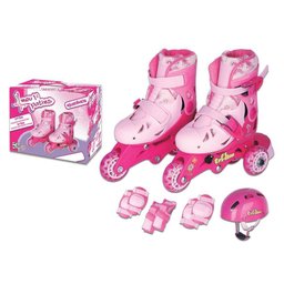Patins Roller Infantil Triline 3 Rodas 26 Ao 33 Fenix Rosa - 1