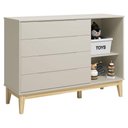 Ver imagem 2 de Berço Americano Danny com Colchão e Cômoda Elfe Classic MDF Areia Acetinado Reller Móveis 148cm