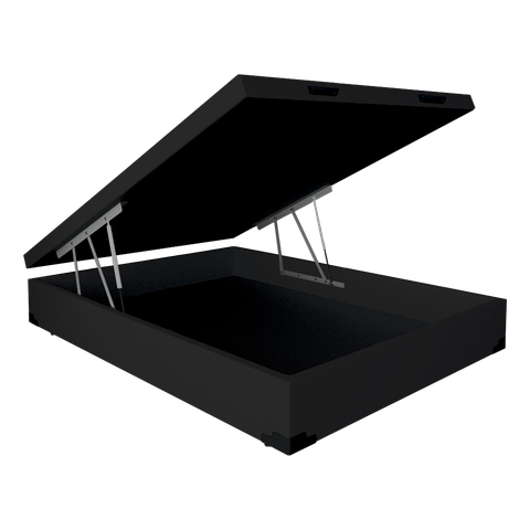 Cama Box Baú Casal Universal Acolchões Corino Preto 41x138x188