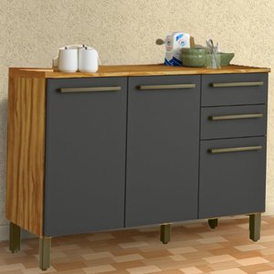 Balcão de Cozinha com Tampo 3 Portas 2 Gavetas Carmenere 100% Mdf