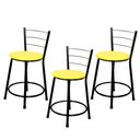 Ver imagem 1 de 3 Banquetas Baixa para Cozinha Epoxi Preta:amarelo