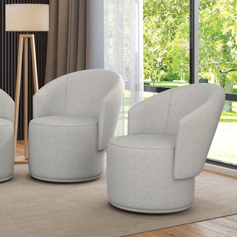 Poltrona Decorativa Orgânica Fixa para Sala Kit 2 Malu Linho M11 - D’Rossi