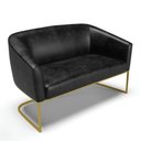 Ver imagem 1 de Sofá Namoradeira 2 Lugares Base Industrial Dourado Stella Corano D03 - D'Rossi Cor Preto