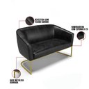 Ver imagem 2 de Sofá Namoradeira 2 Lugares Base Industrial Dourado Stella Corano D03 - D'Rossi Cor Preto