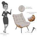 Ver imagem 4 de Poltrona Costela L02 com Puff Sala de Estar Linho Bege