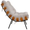 Poltrona Costela L02 com Puff Sala de Estar Linho Bege - 9