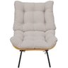 Poltrona Costela L02 com Puff Sala de Estar Linho Bege - 8