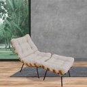 Ver imagem 6 de Poltrona Costela L02 com Puff Sala de Estar Linho Bege